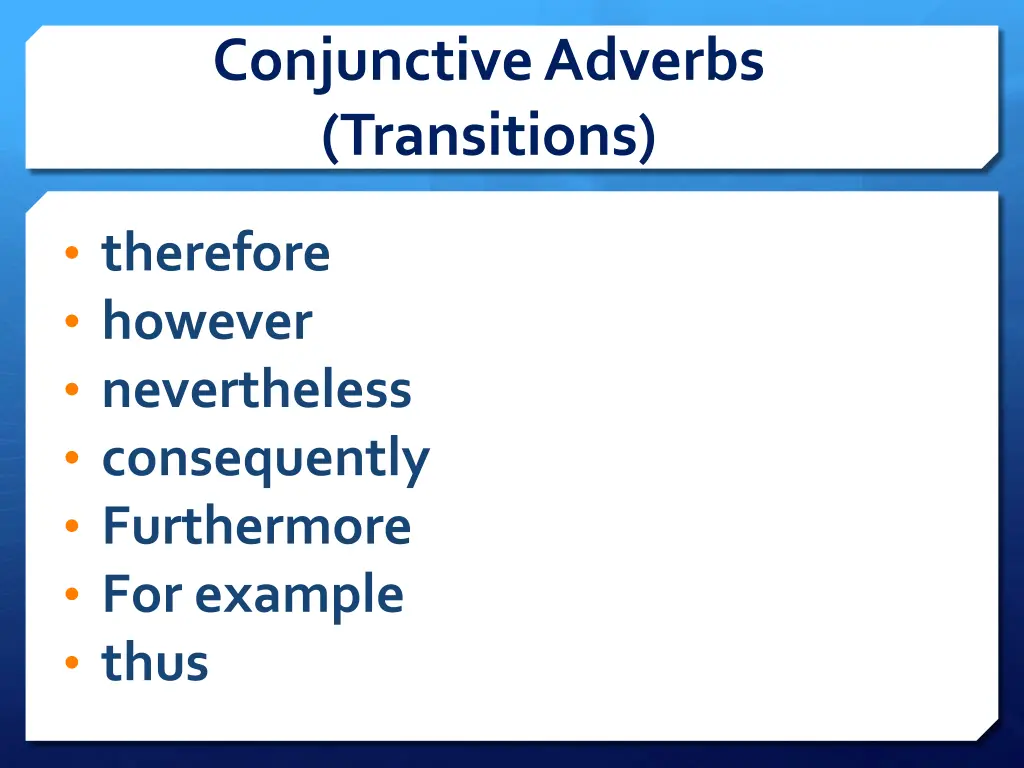 conjunctive adverbs transitions