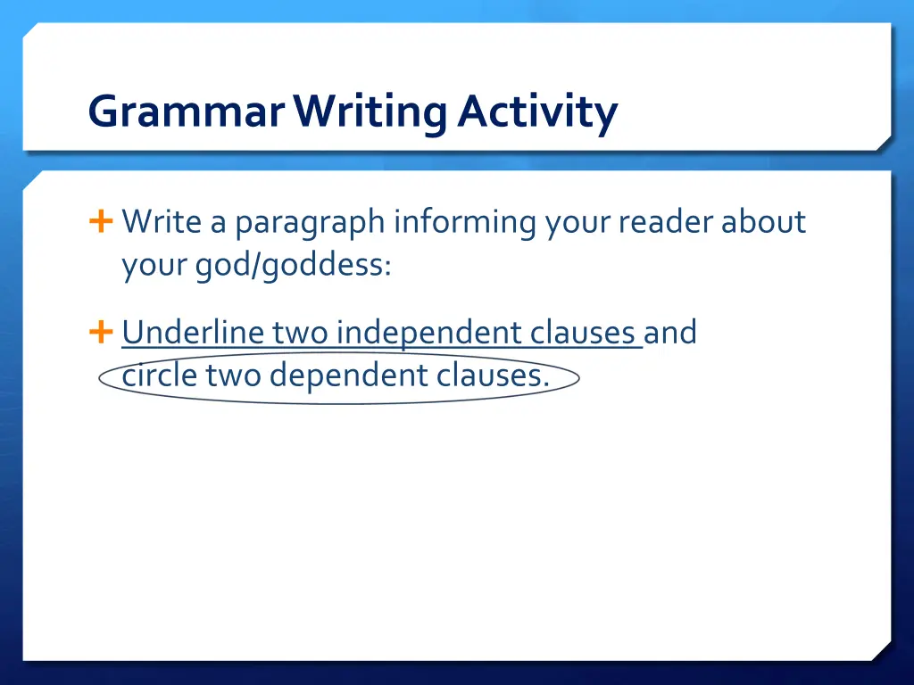 grammar writing activity