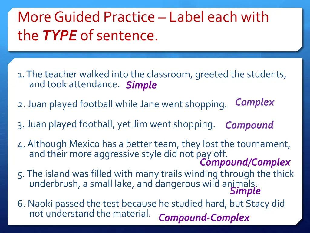 more guided practice label each with the type