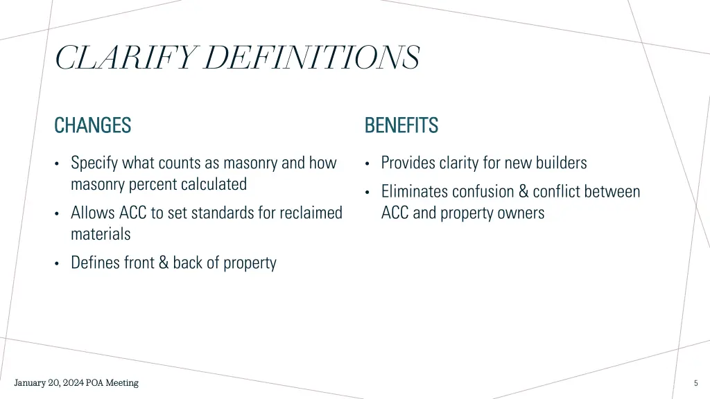 clarify definitions