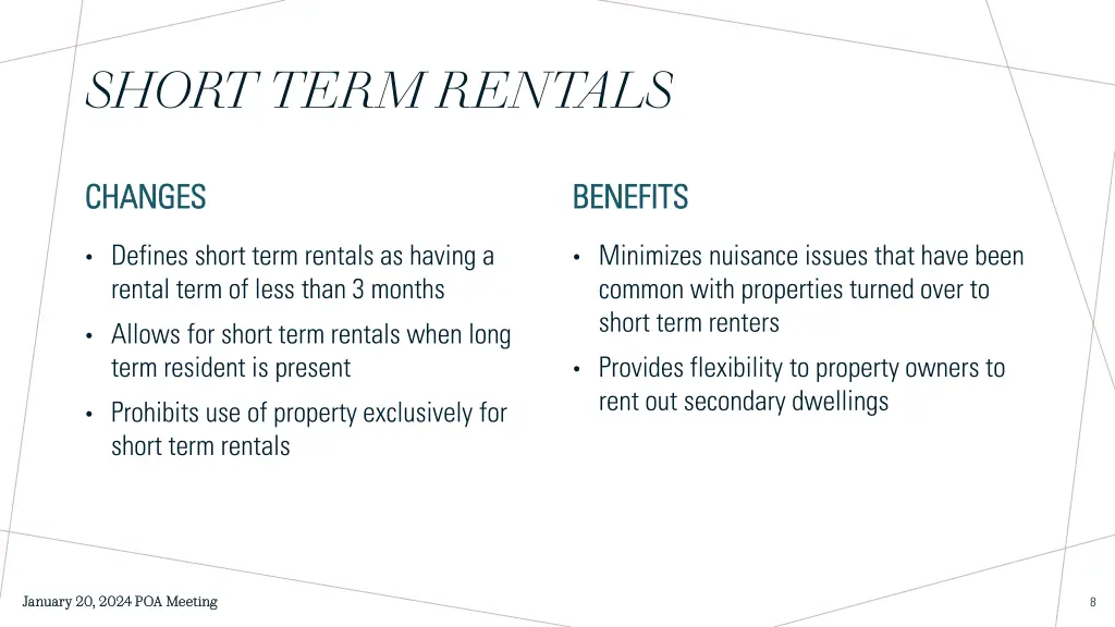 short term rentals