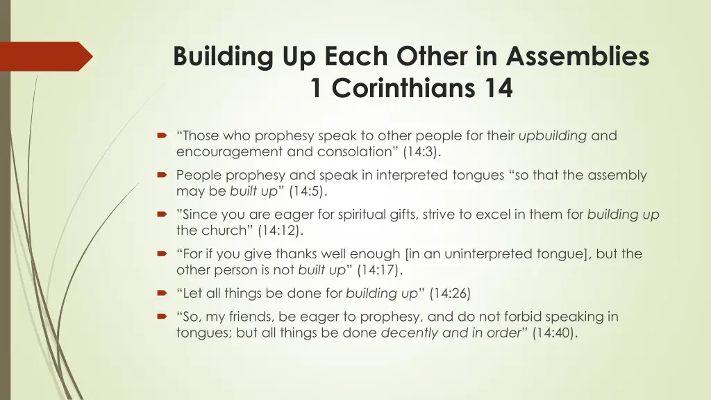 building up each other in assemblies