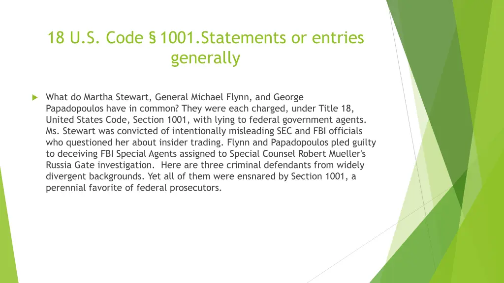 18 u s code 1001 statements or entries generally