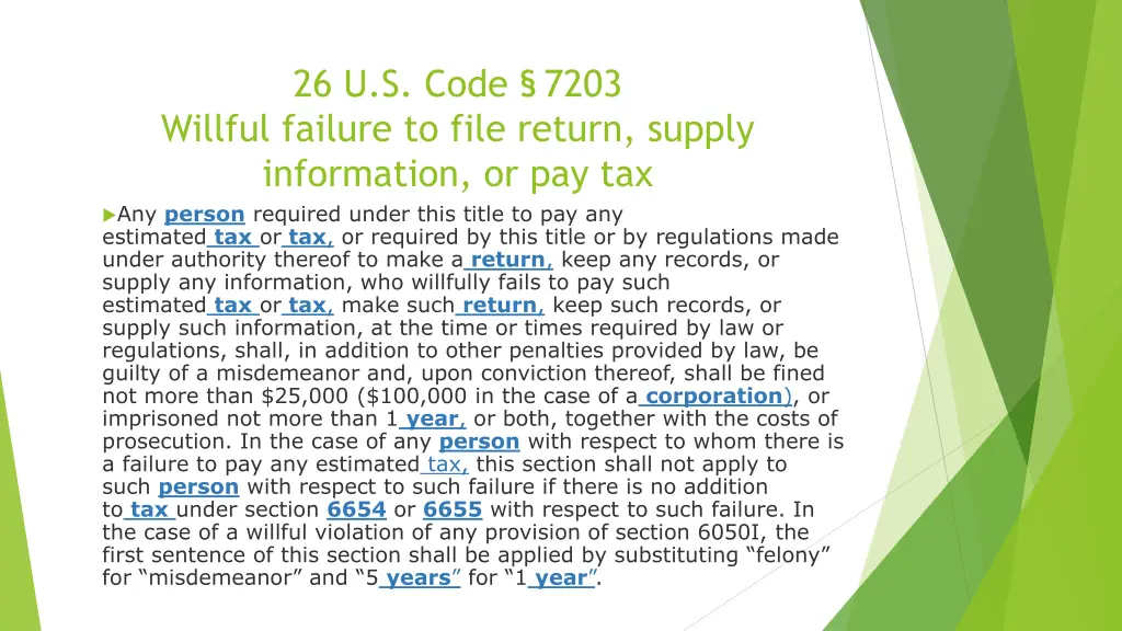 26 u s code 7203 willful failure to file return