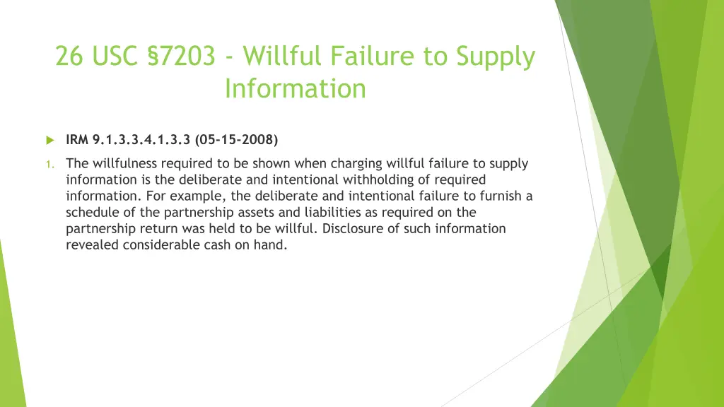 26 usc 7203 willful failure to supply information