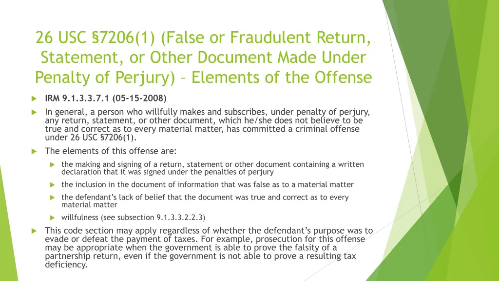 26 usc 7206 1 false or fraudulent return