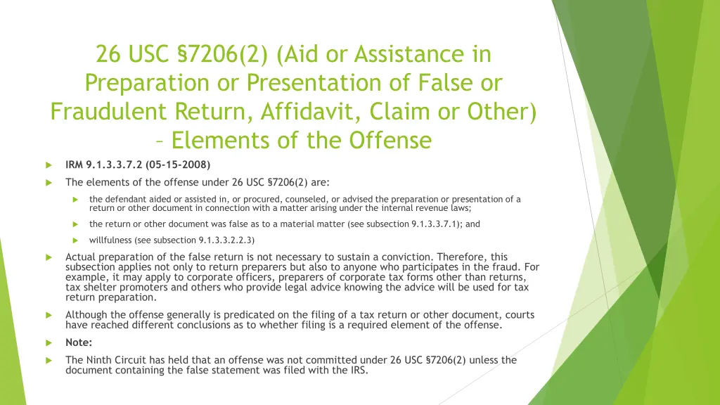 26 usc 7206 2 aid or assistance in preparation