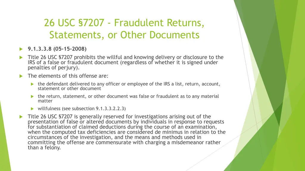 26 usc 7207 fraudulent returns statements
