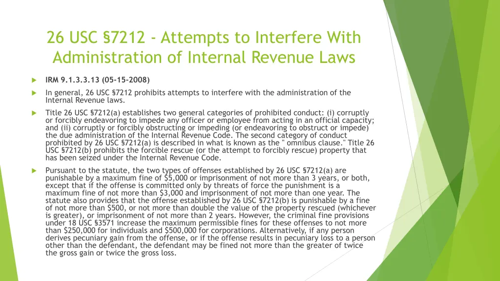 26 usc 7212 attempts to interfere with