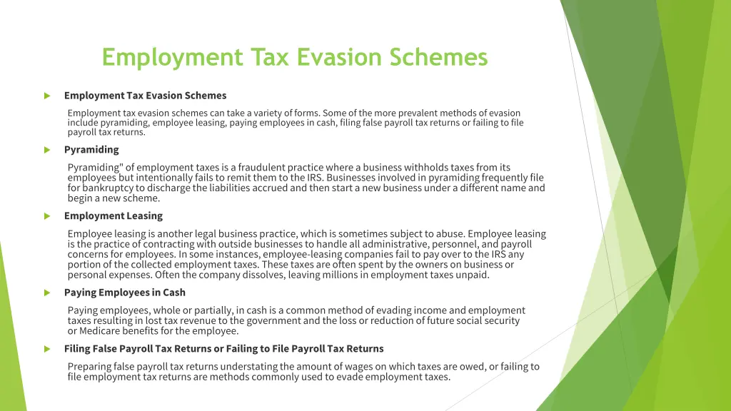 employment tax evasion schemes
