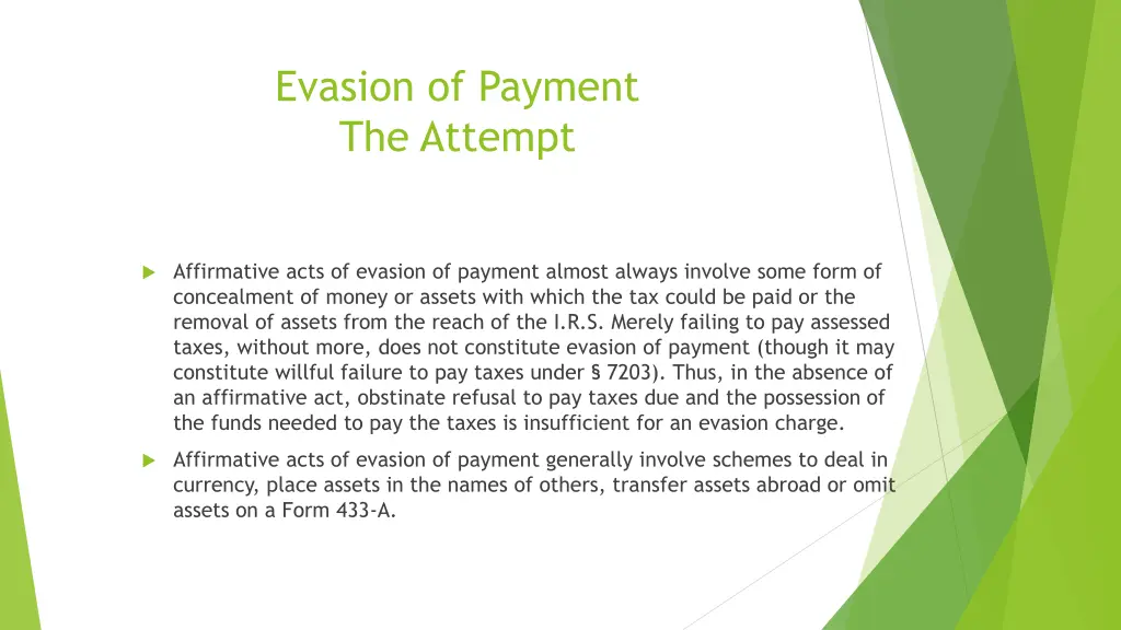 evasion of payment the attempt