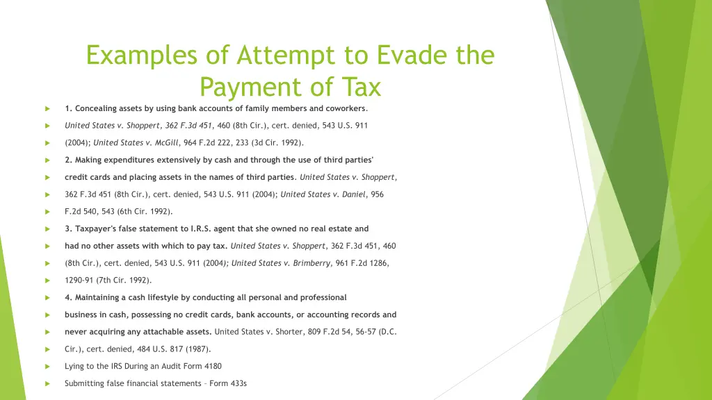 examples of attempt to evade the payment
