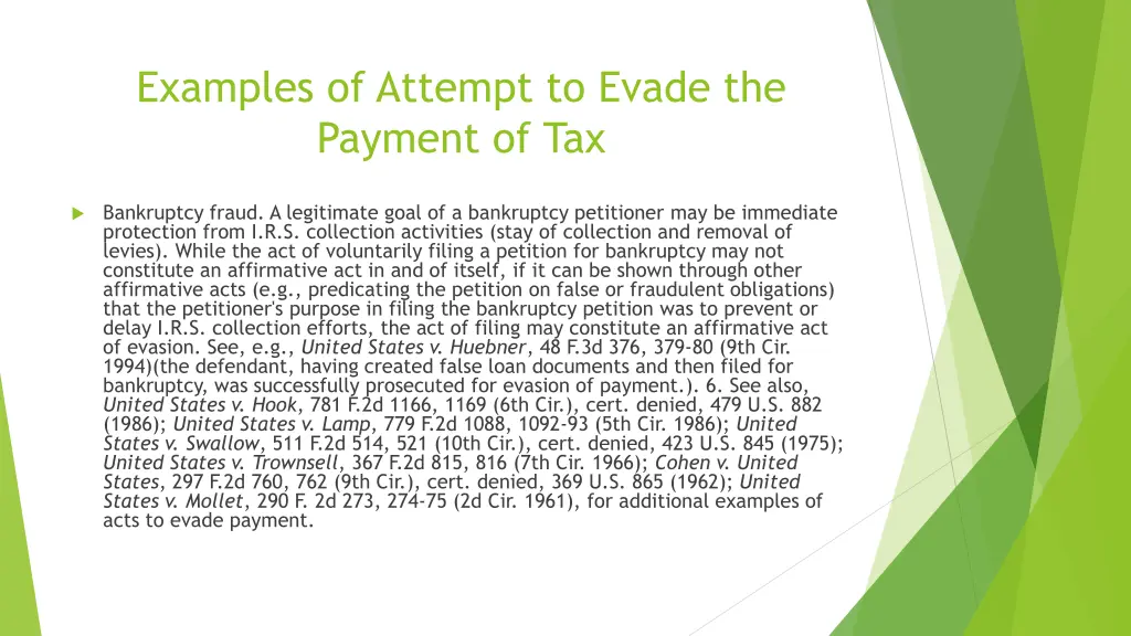 examples of attempt to evade the payment of tax