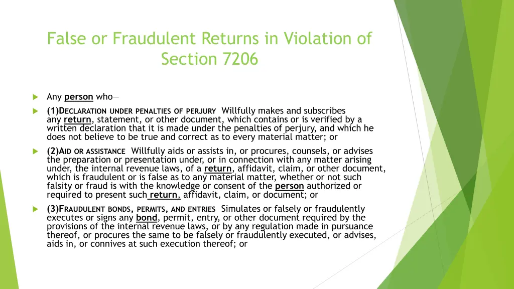 false or fraudulent returns in violation