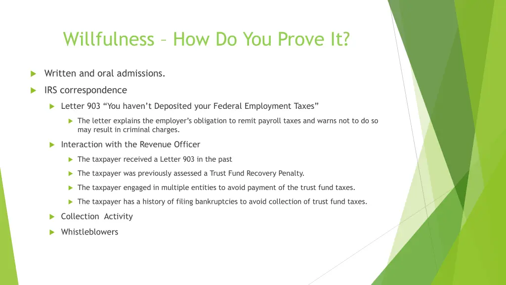 willfulness how do you prove it