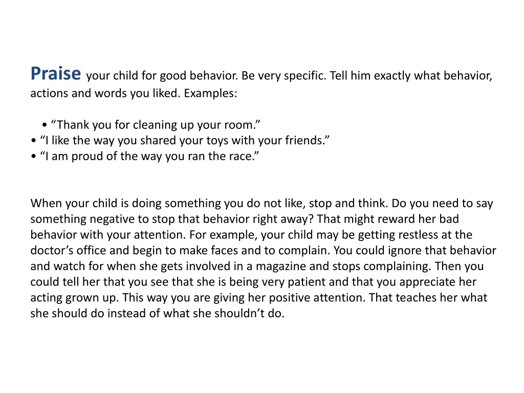 praise your child for good behavior be very