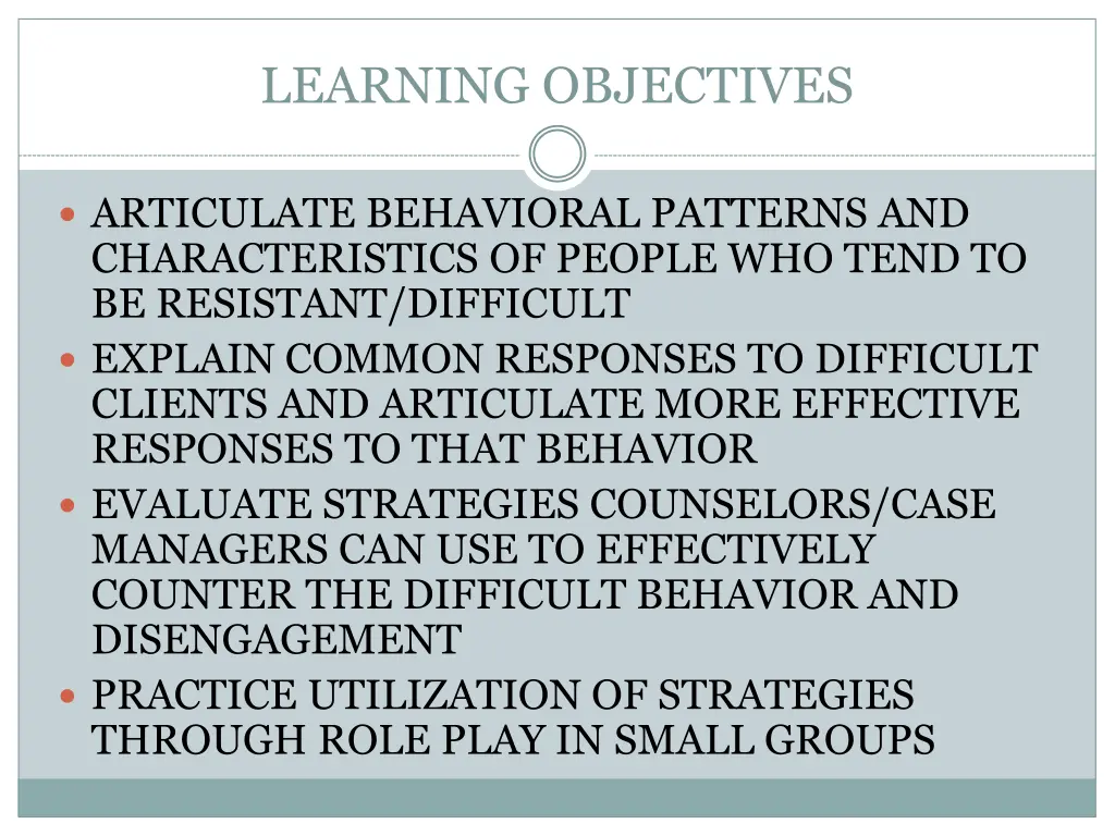 learning objectives
