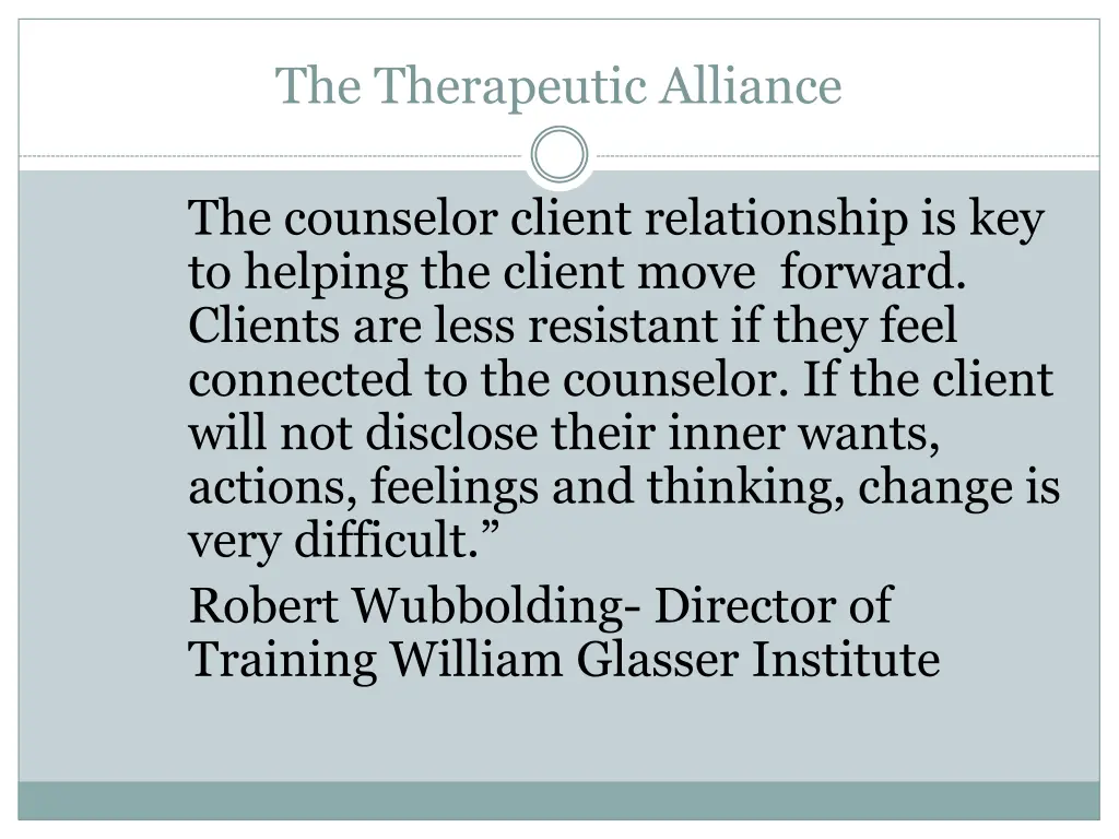 the therapeutic alliance