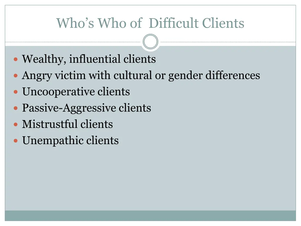 who s who of difficult clients 1