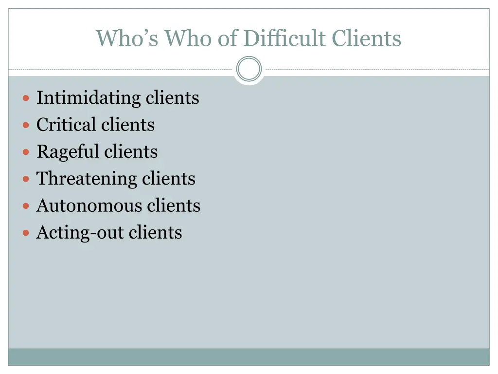 who s who of difficult clients