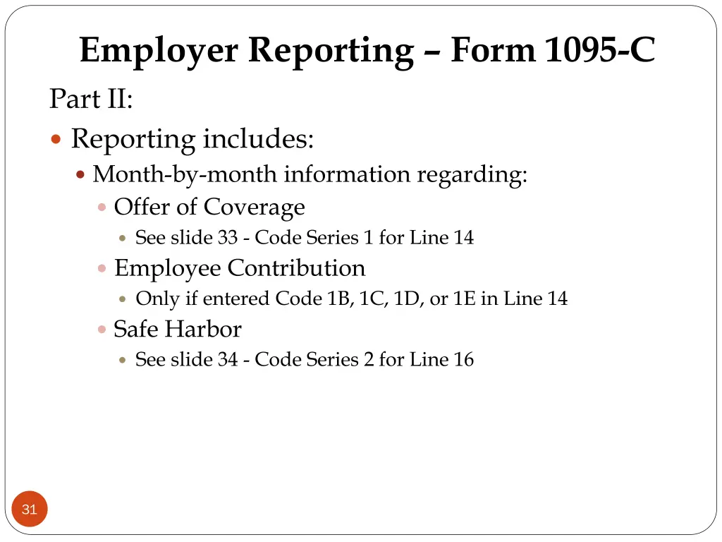 employer reporting form 1095 c part ii reporting