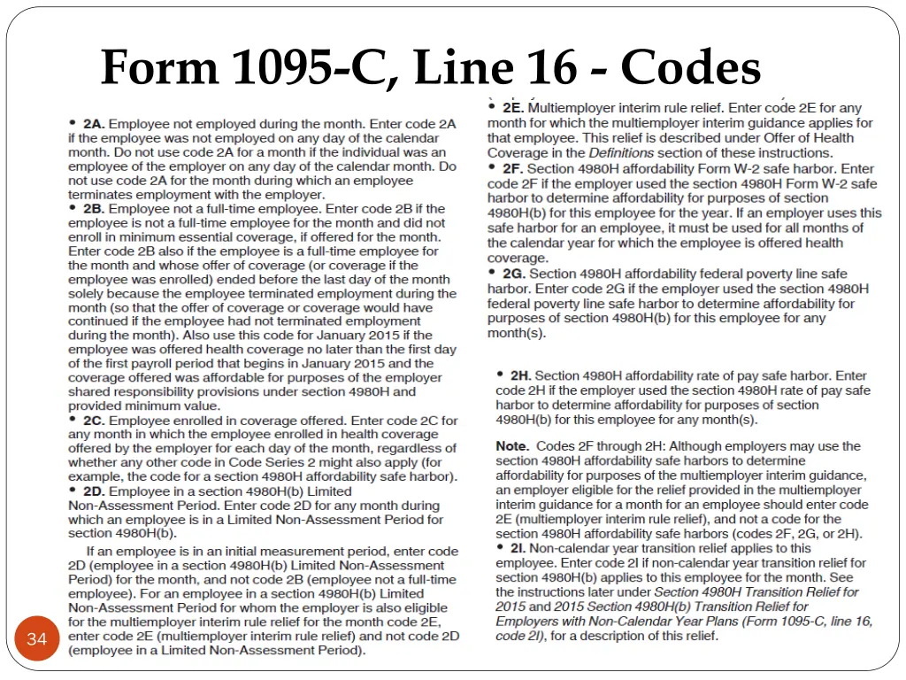 form 1095 c line 16 codes