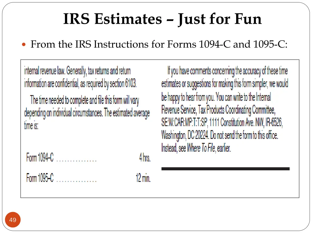 irs estimates just for fun 1