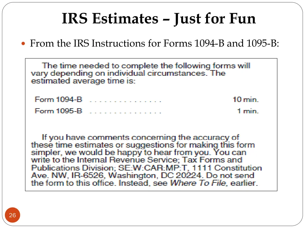 irs estimates just for fun