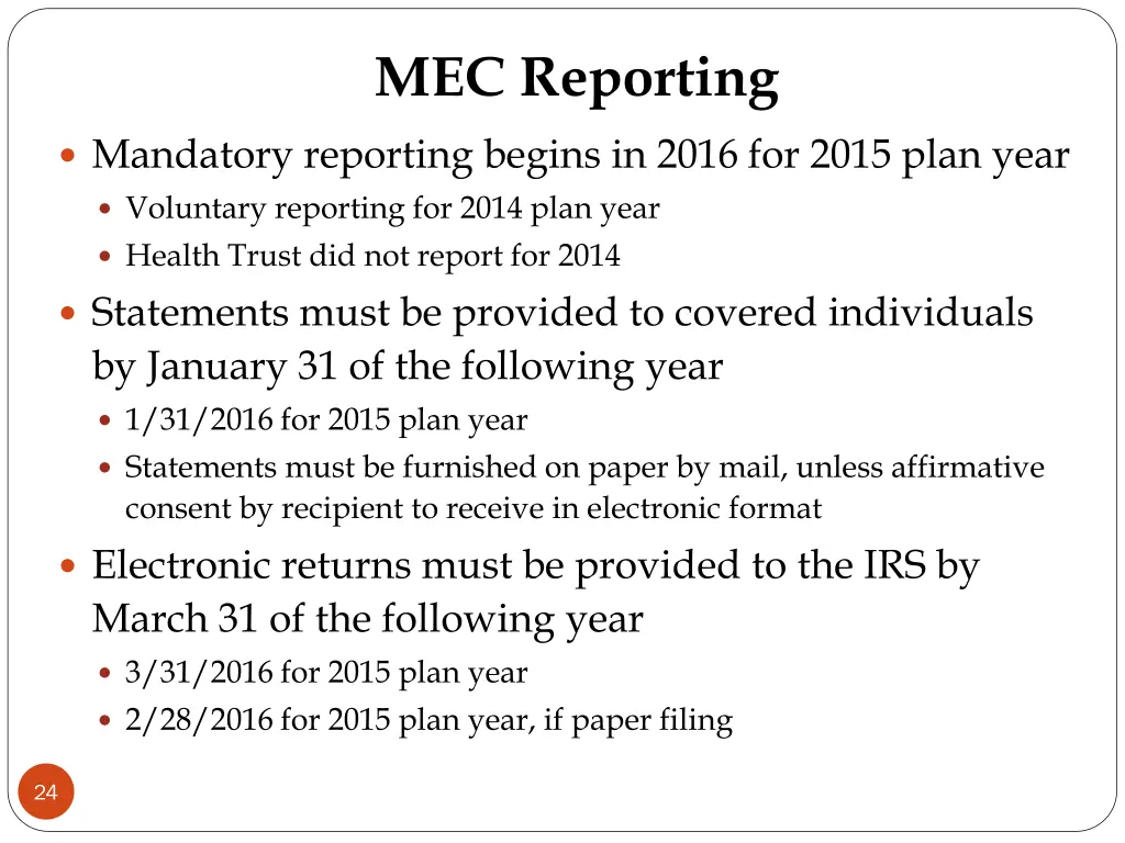 mec reporting
