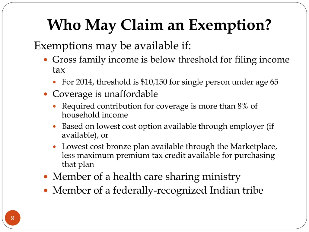who may claim an exemption exemptions