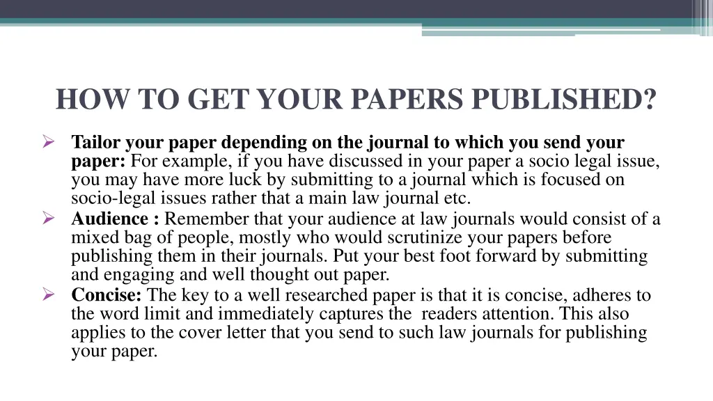 how to get your papers published
