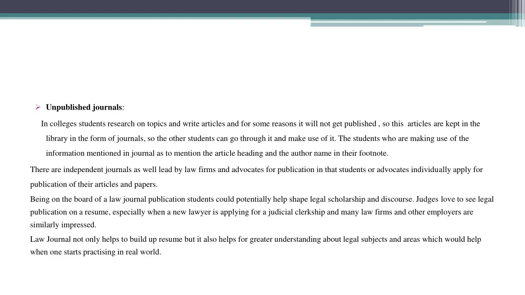 unpublished journals