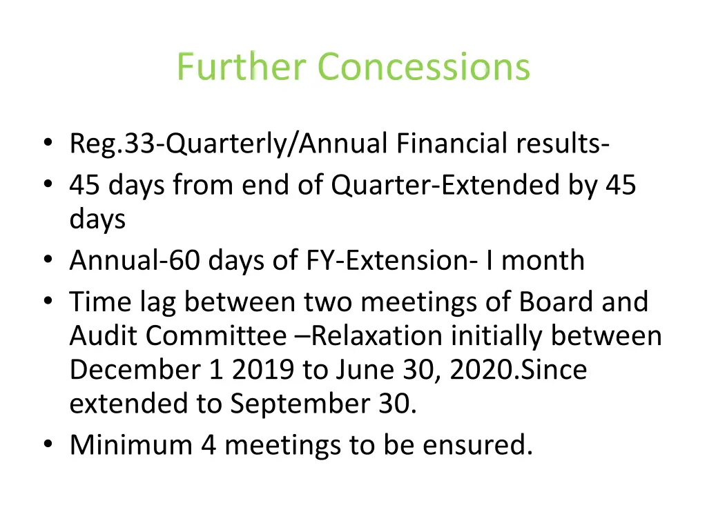 further concessions