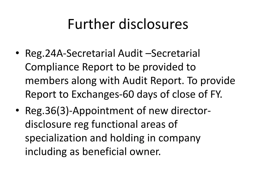 further disclosures