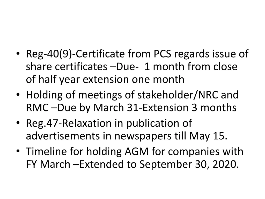 reg 40 9 certificate from pcs regards issue