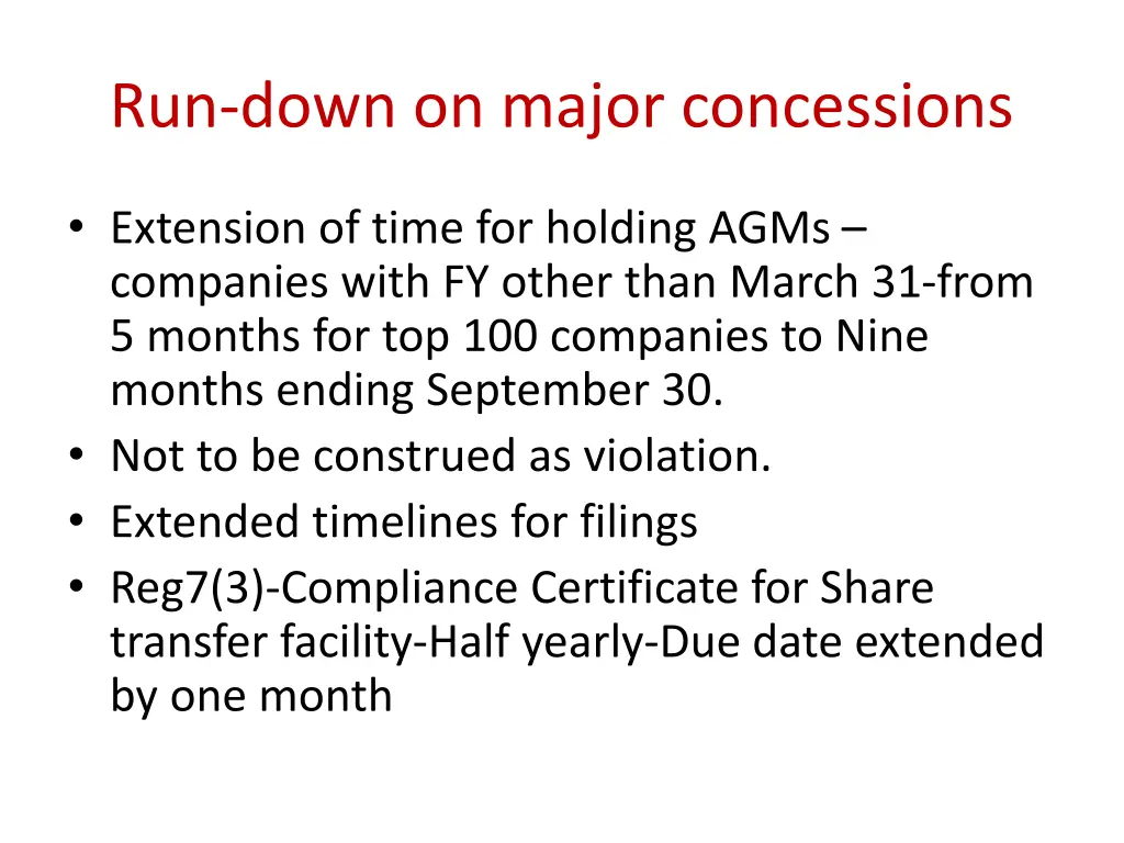 run down on major concessions