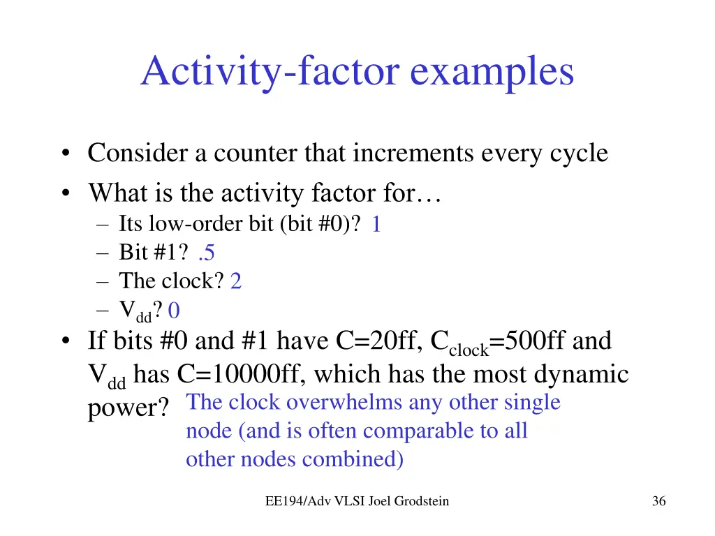 activity factor examples