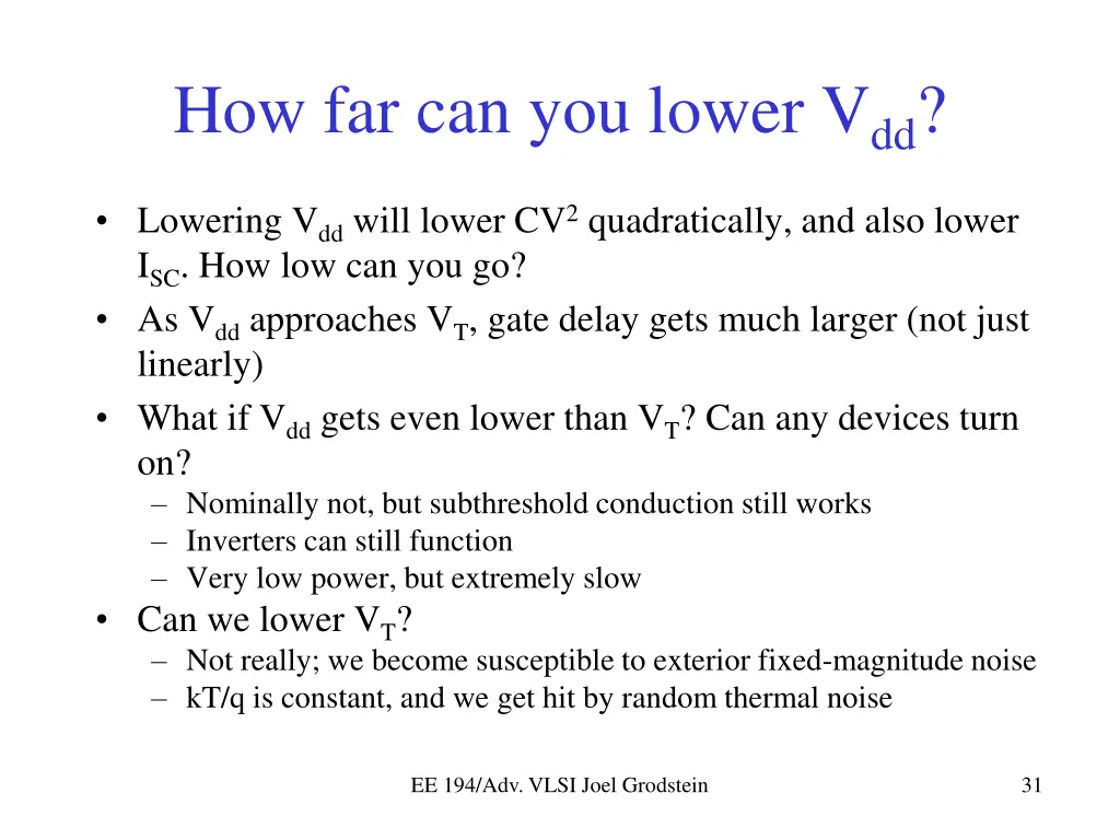 how far can you lower v dd