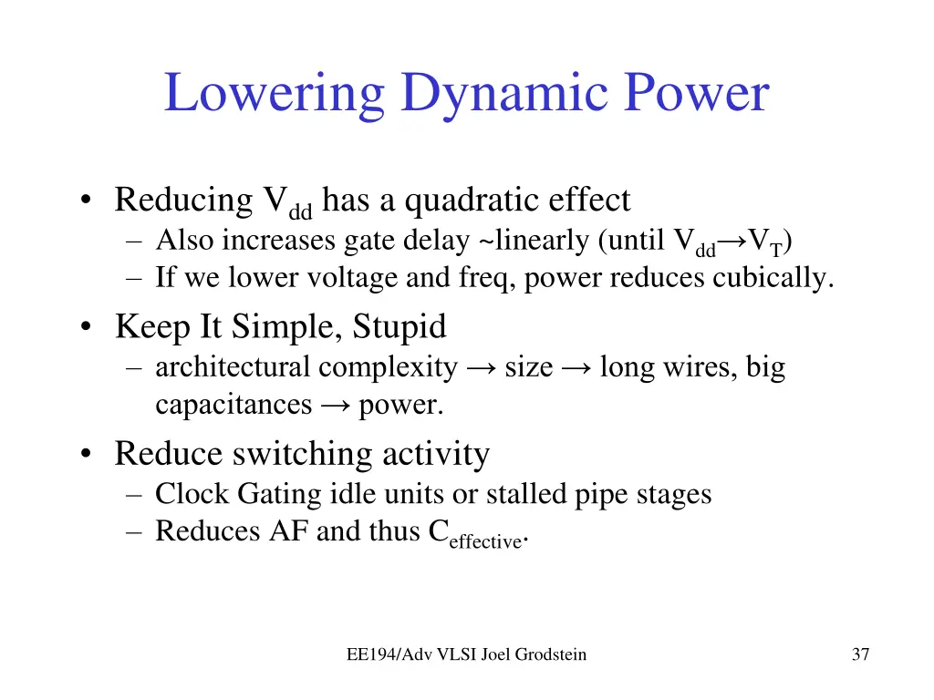 lowering dynamic power