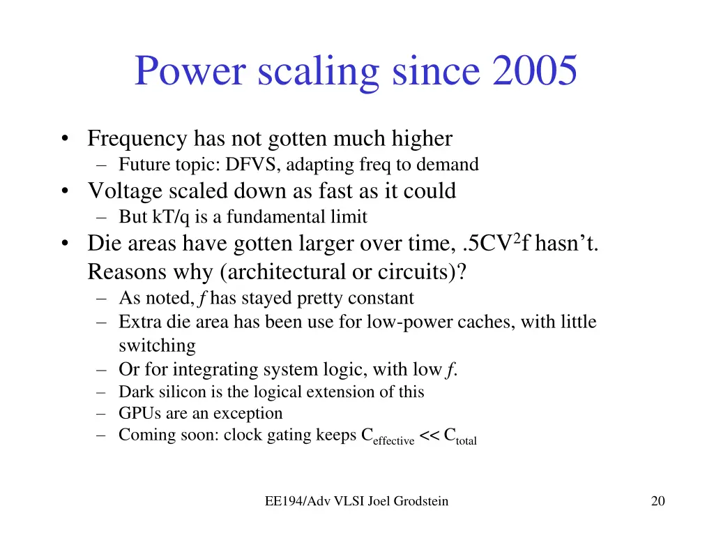 power scaling since 2005