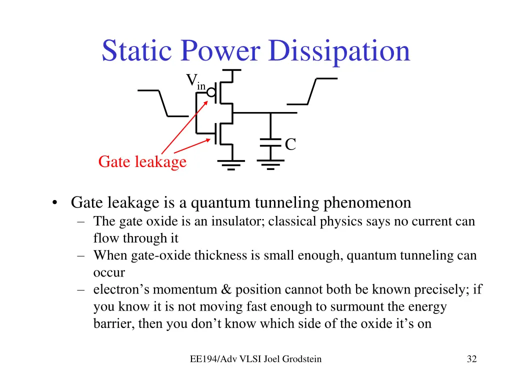 static power dissipation v in 1