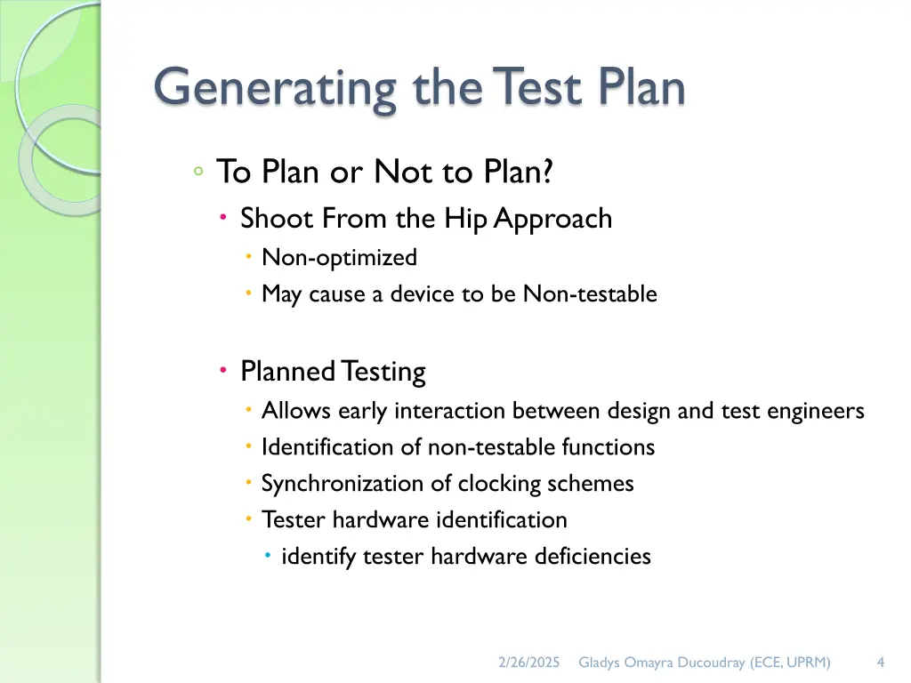 generating the test plan