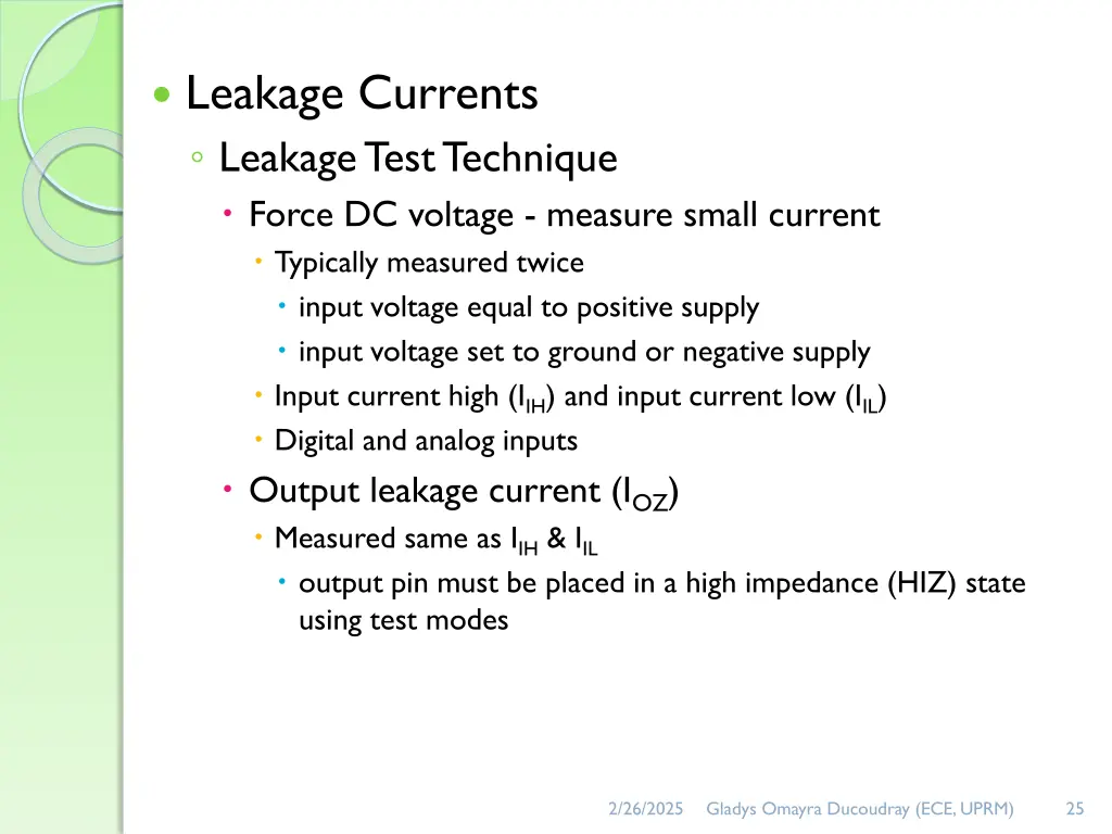 leakage currents leakage test technique force