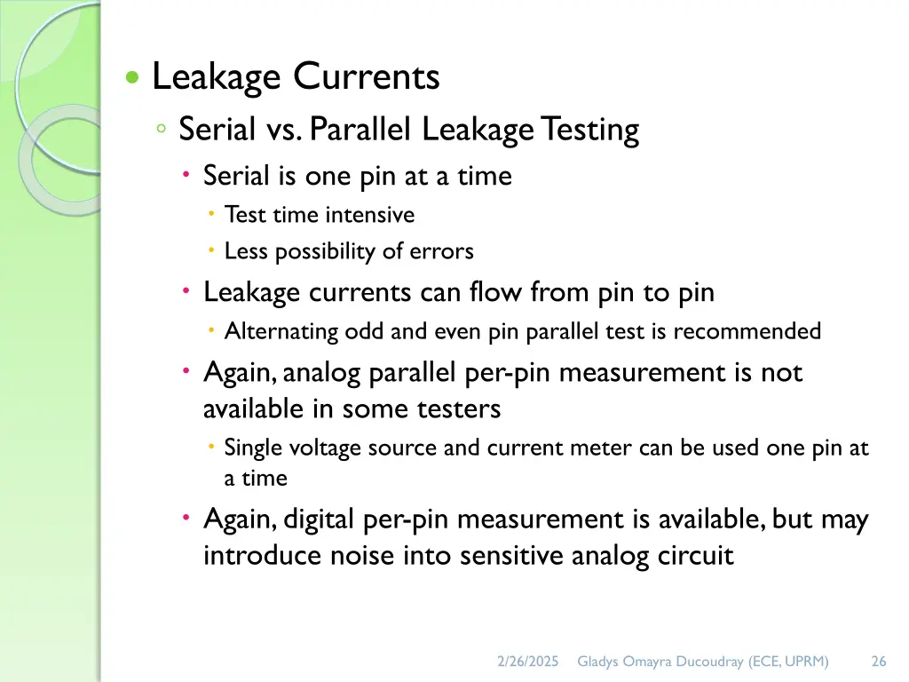 leakage currents serial vs parallel leakage