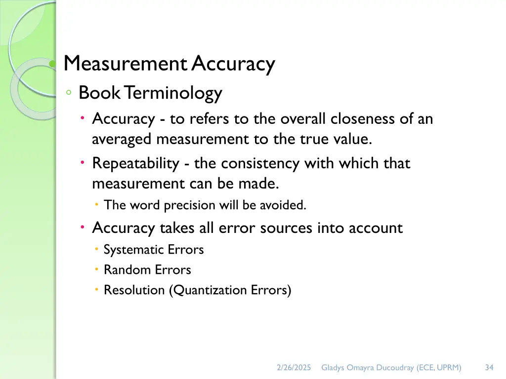 measurement accuracy book terminology accuracy
