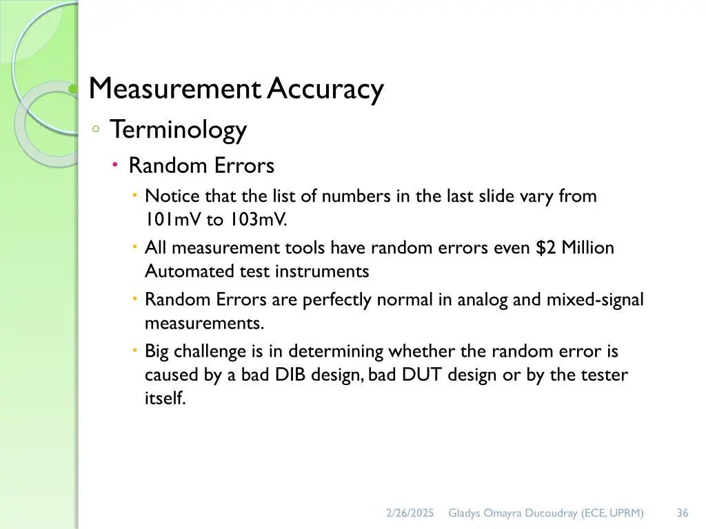 measurement accuracy terminology random errors
