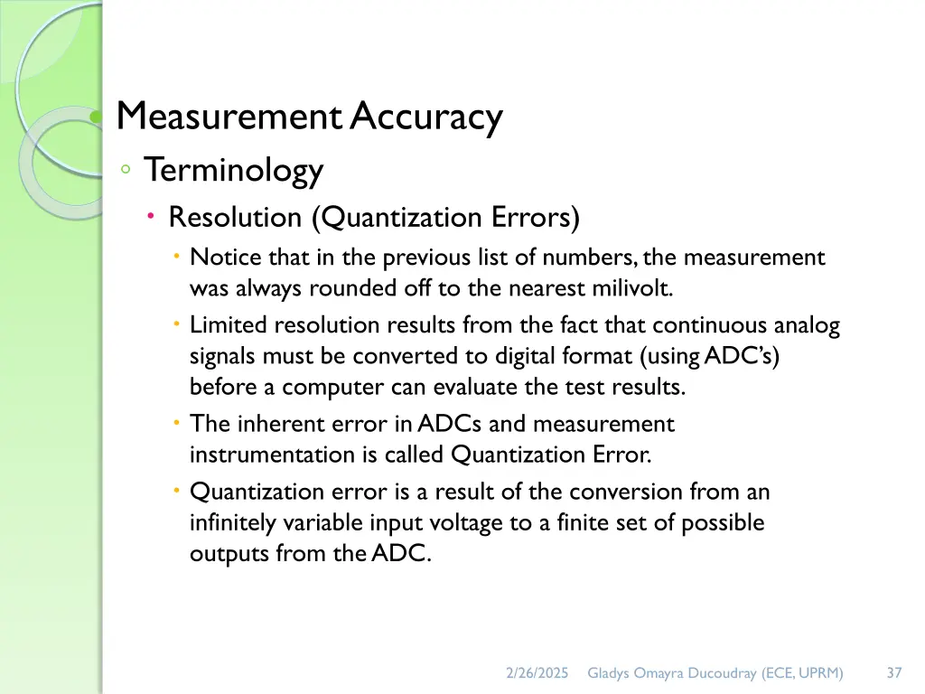 measurement accuracy terminology resolution