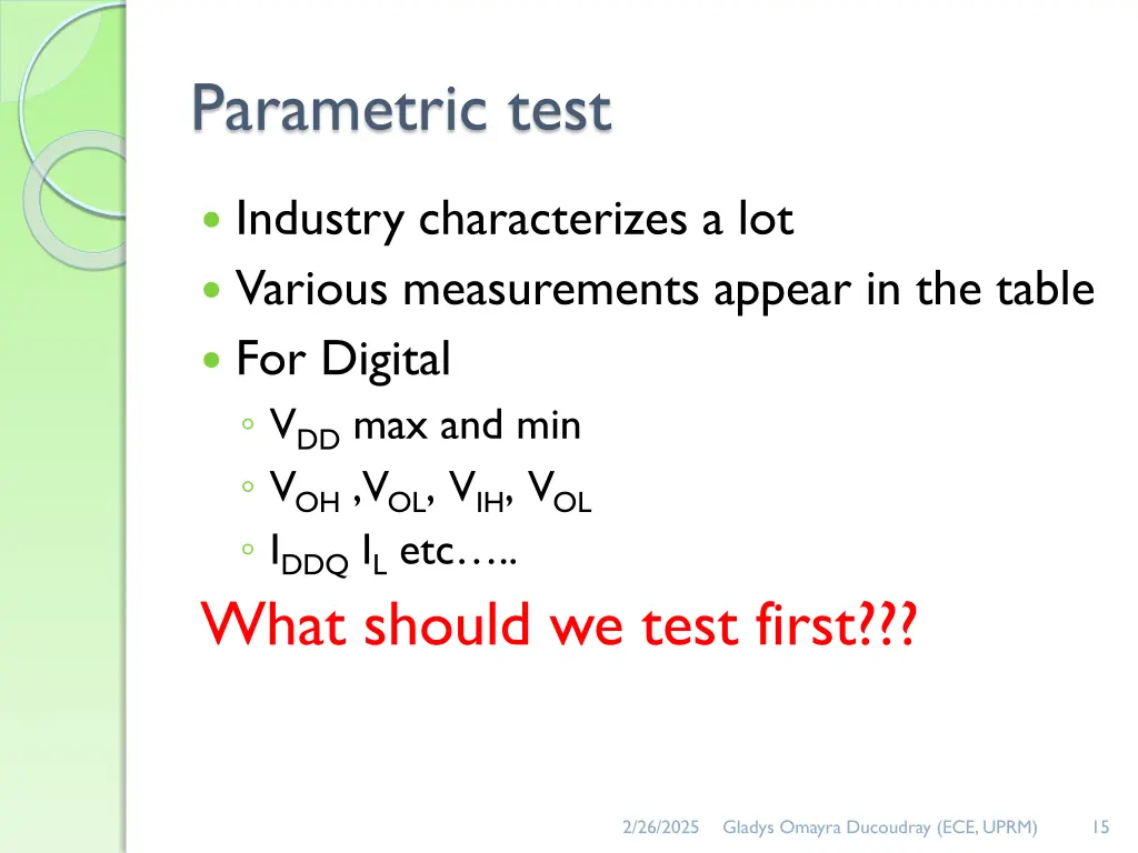 parametric test