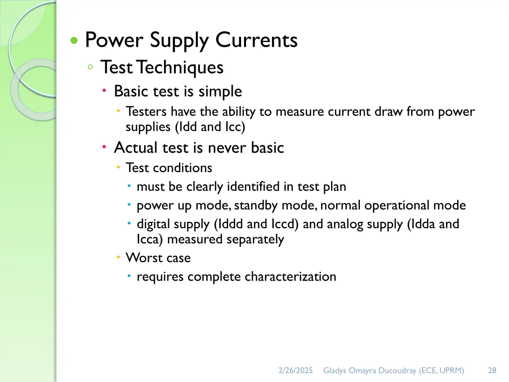 power supply currents test techniques basic test