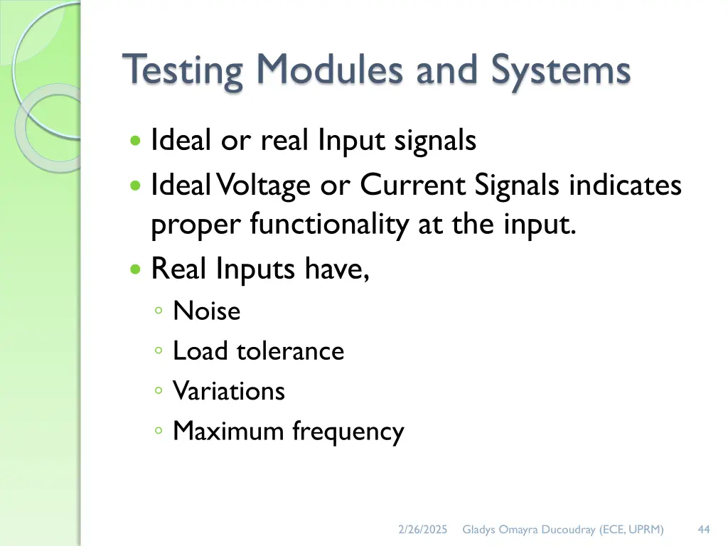 testing modules and systems